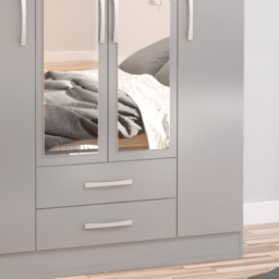 Lynx - 4+2 Drawer Wardrobe With Mirror - Grey - Mirror/Wooden - Happy Beds - thumbnail 5