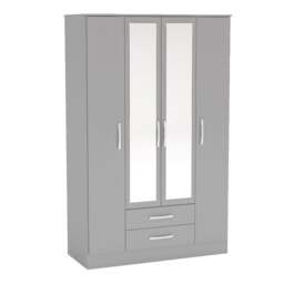 Lynx - 4+2 Drawer Wardrobe With Mirror - Grey - Mirror/Wooden - Happy Beds - thumbnail 2