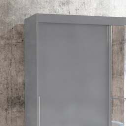 Lynx - 2 Door Sliding Wardrobe With Mirror - Grey - Mirror/Wooden - Happy Beds - thumbnail 4