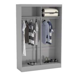 Lynx - 2 Door Sliding Wardrobe With Mirror - Grey - Mirror/Wooden - Happy Beds - thumbnail 3