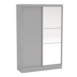 Lynx - 2 Door Sliding Wardrobe With Mirror - Grey - Mirror/Wooden - Happy Beds - thumbnail 2