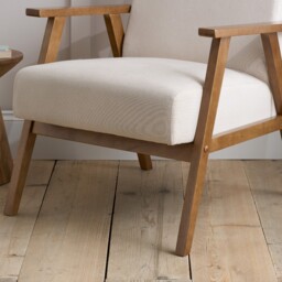 Ellwood – Fabric Armchair – Cream/Oak – Wooden/Fabric – Happy Beds - thumbnail 3