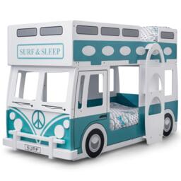 Campervan - Single - Kids Bunk Bed - White and Green - Wood - 3ft - Happy Beds - thumbnail 6