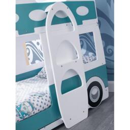 Campervan - Single - Kids Bunk Bed - White and Green - Wood - 3ft - Happy Beds - thumbnail 3