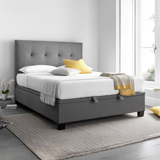 Yorkie - Ottoman - Super King - Lift Up Storage Bed - Grey - Fabric - Super King Size - Happy Beds