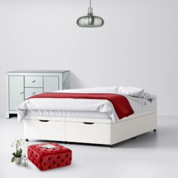 Double - Divan Bed - White - Fabric - 4ft6 - Happy Beds - thumbnail 5