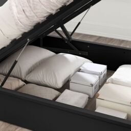 Oslo - King Size - Ottoman Storage Bed - Black - Wooden - 5ft - Happy Beds - thumbnail 6