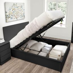 Oslo - King Size - Ottoman Storage Bed - Black - Wooden - 5ft - Happy Beds - thumbnail 3