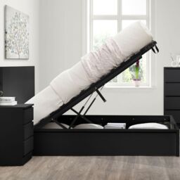 Oslo - King Size - Ottoman Storage Bed - Black - Wooden - 5ft - Happy Beds - thumbnail 4