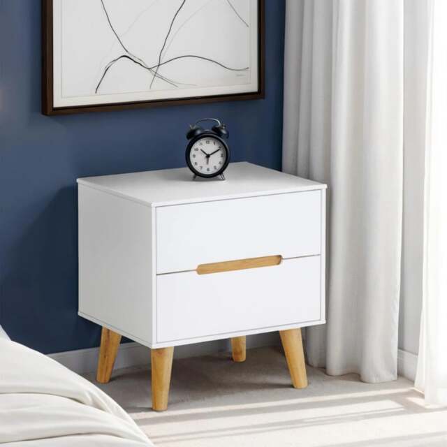 Alicia - 2 Drawer Bedside Table - White/Oak - Wooden - Happy Beds - image 1