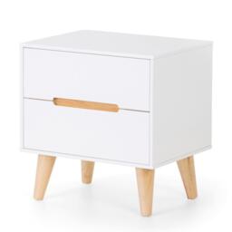 Alicia - 2 Drawer Bedside Table - White/Oak - Wooden - Happy Beds - thumbnail 3