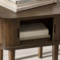 Arya - Bedside Table with Storage - Dark Oak - Wooden - Happy Beds - thumbnail 2