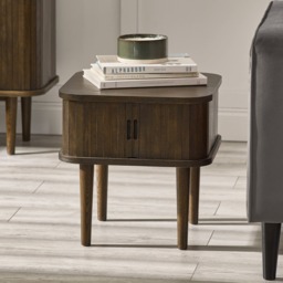 Arya - Bedside Table with Storage - Dark Oak - Wooden - Happy Beds