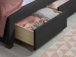 Woodbury - Double - 4 Drawer Storage Bed - Black - Velvet - 4ft6 - Happy Beds - thumbnail 8