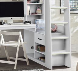 Blaze – Single – Gaming Bed with Desk and Shelving Unit – White – Wooden – 3ft - Happy Beds - thumbnail 5