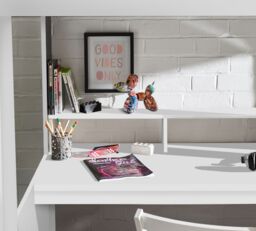 Blaze – Single – Gaming Bed with Desk and Shelving Unit – White – Wooden – 3ft - Happy Beds - thumbnail 2