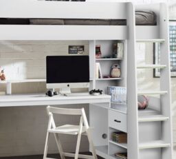 Blaze – Single – Gaming Bed with Desk and Shelving Unit – White – Wooden – 3ft - Happy Beds - thumbnail 3