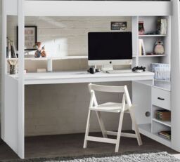 Blaze – Single – Gaming Bed with Desk and Shelving Unit – White – Wooden – 3ft - Happy Beds - thumbnail 4