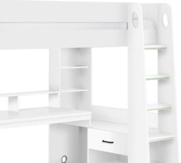 Blaze – Single – Gaming Bed with Desk and Shelving Unit – White – Wooden – 3ft - Happy Beds - thumbnail 8