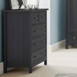 Maine - 3+3 Drawer Chest - Dark Grey - Wooden - Happy Beds - thumbnail 2