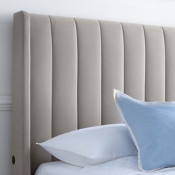 Luther - King Size - Electric Winged Ottoman Storage TV Bed - Warm Stone - Velvet - 6ft - Happy Beds - thumbnail 7