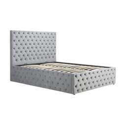 Kingston – Double – Quilted Ottoman Storage Bed – Grey – Velvet – 4ft6 - Happy Beds - thumbnail 7