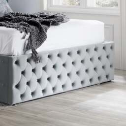 Kingston – Double – Quilted Ottoman Storage Bed – Grey – Velvet – 4ft6 - Happy Beds - thumbnail 5