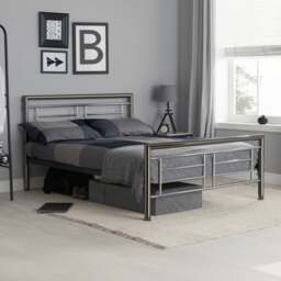 Montana - King Size - Metal Bed - Chrome and Nickel - Metal - 5ft - Happy Beds
