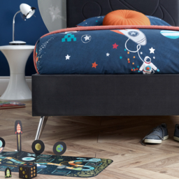 Space - Kids’ Bed - Grey - Velvet  - 3ft - Happy Beds - thumbnail 5
