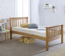 Somerset - Double - Waxed Pine - Wooden - High Foot-End Bed - 4ft6 - Happy Beds - thumbnail 3