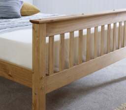 Somerset - Double - Waxed Pine - Wooden - High Foot-End Bed - 4ft6 - Happy Beds - thumbnail 4