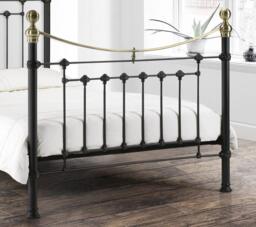 Victoria - King Size Satin Black Metal Bed Frame - 5ft - Victorian Style - Opulent Brass Finials - Happy Beds - thumbnail 5
