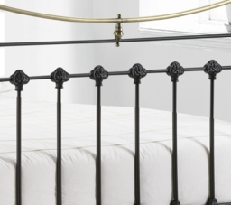 Victoria - King Size Satin Black Metal Bed Frame - 5ft - Victorian Style - Opulent Brass Finials - Happy Beds - thumbnail 6