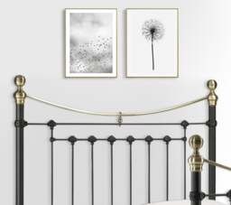 Victoria - King Size Satin Black Metal Bed Frame - 5ft - Victorian Style - Opulent Brass Finials - Happy Beds - thumbnail 3