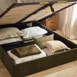 Peggy - King Size - Ottoman Storage Bed - Olive - Fabric - 5ft - thumbnail 5