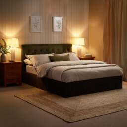 Peggy - King Size - Ottoman Storage Bed - Olive - Fabric - 5ft - thumbnail 7