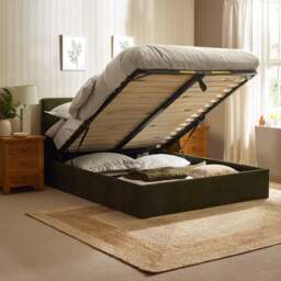 Peggy - King Size - Ottoman Storage Bed - Olive - Fabric - 5ft - thumbnail 2
