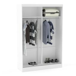 Lynx - 2 Door Sliding Wardrobe With Mirror - White/Grey - Mirror/Wooden - Happy Beds - thumbnail 3