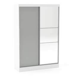 Lynx - 2 Door Sliding Wardrobe With Mirror - White/Grey - Mirror/Wooden - Happy Beds - thumbnail 2