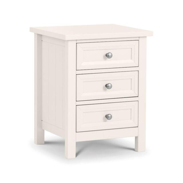 Maine - 3 Drawer Bedside Table - White - Wooden - Happy Beds - image 1