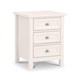 Maine - 3 Drawer Bedside Table - White - Wooden - Happy Beds