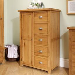 Woburn - 1 Door 5 Drawer Wardrobe - Oak - Wooden - Happy Beds - thumbnail 2