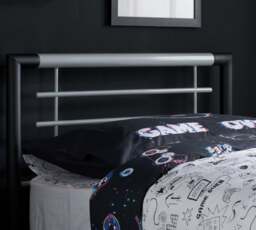 Faro - Double Black and Silver Finish Metal Bed Frame - 4ft- - Happy Beds - thumbnail 2