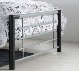 Faro - Double Black and Silver Finish Metal Bed Frame - 4ft- - Happy Beds - thumbnail 4