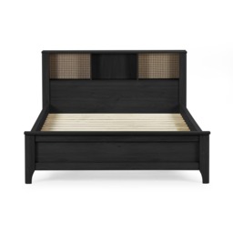 Sydney - King-Size - Rattan Oak-Effect Bookcase Bed - Black - Wooden - 5ft - Happy Beds - thumbnail 5
