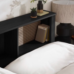 Sydney - King-Size - Rattan Oak-Effect Bookcase Bed - Black - Wooden - 5ft - Happy Beds - thumbnail 3