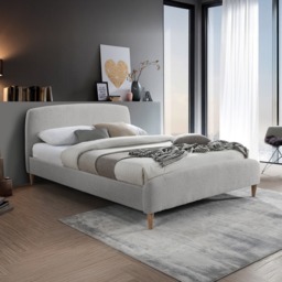 Otley - King Size - Light Grey - Boucle Fabric - Low Foot-End Bed 5ft - Happy Beds