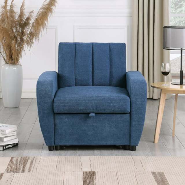 Gibson - Chair Sofa Bed - Blue - Fabric - Single Chair - Make It Homely - image 1