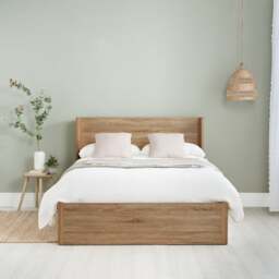 Olden – King Size – Wooden Ottoman Storage Bed with Winged Headboard – Oak – Fabric/Wooden – 5ft - Happy Beds - thumbnail 3