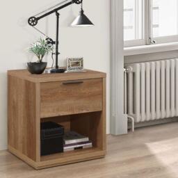 Stockwell - Rustic 1 Drawer Bedside Table - Oak - Wooden - Happy Beds - thumbnail 1